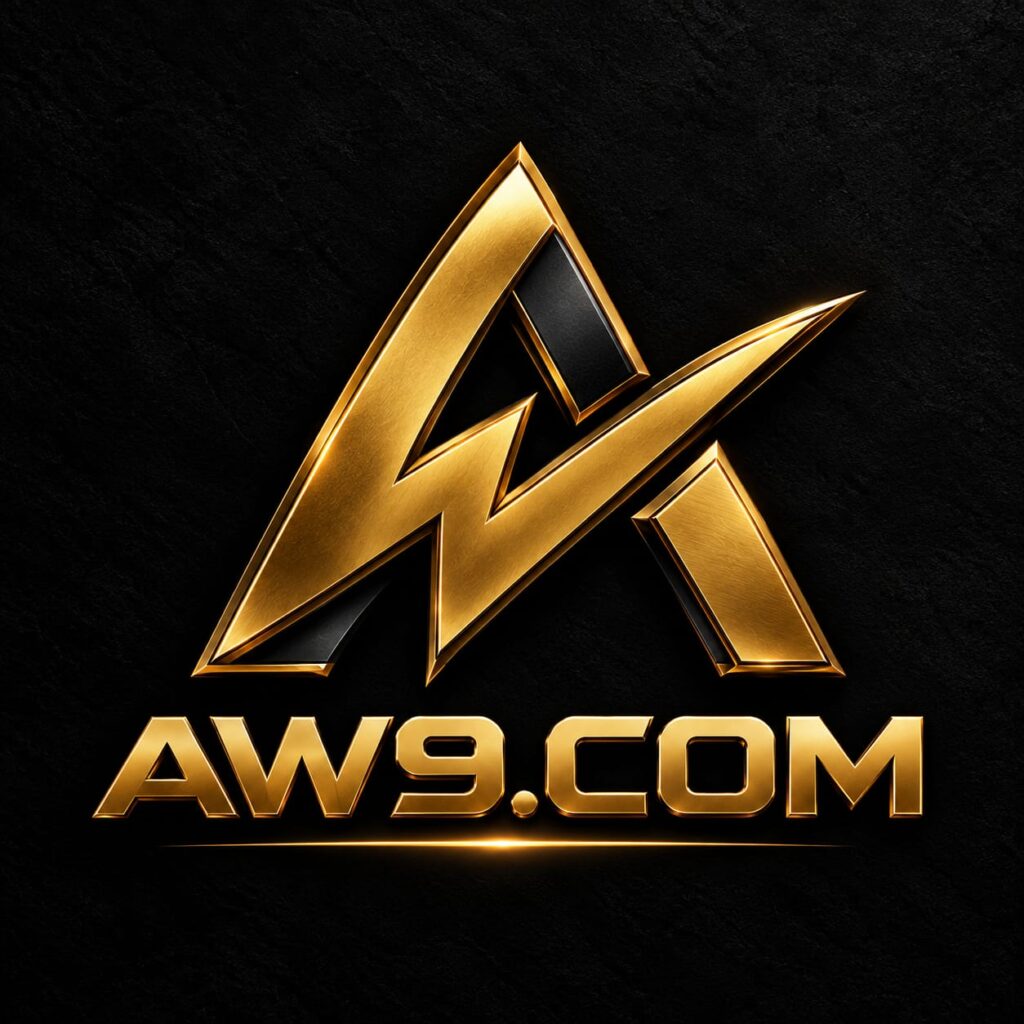 AW9.COM premium gold and black 3D logo